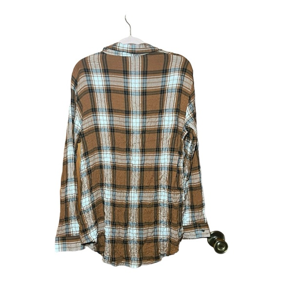 JANE + DELANCEY Oversized Plaid Button Down Top S NWT - Picture 7 of 9